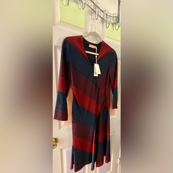 Tory Burch Asymmetrical Dress RN11395/CA57014 Navy /Wine Retail $550.00 NWT Sz 2 - Picture 16 of 16